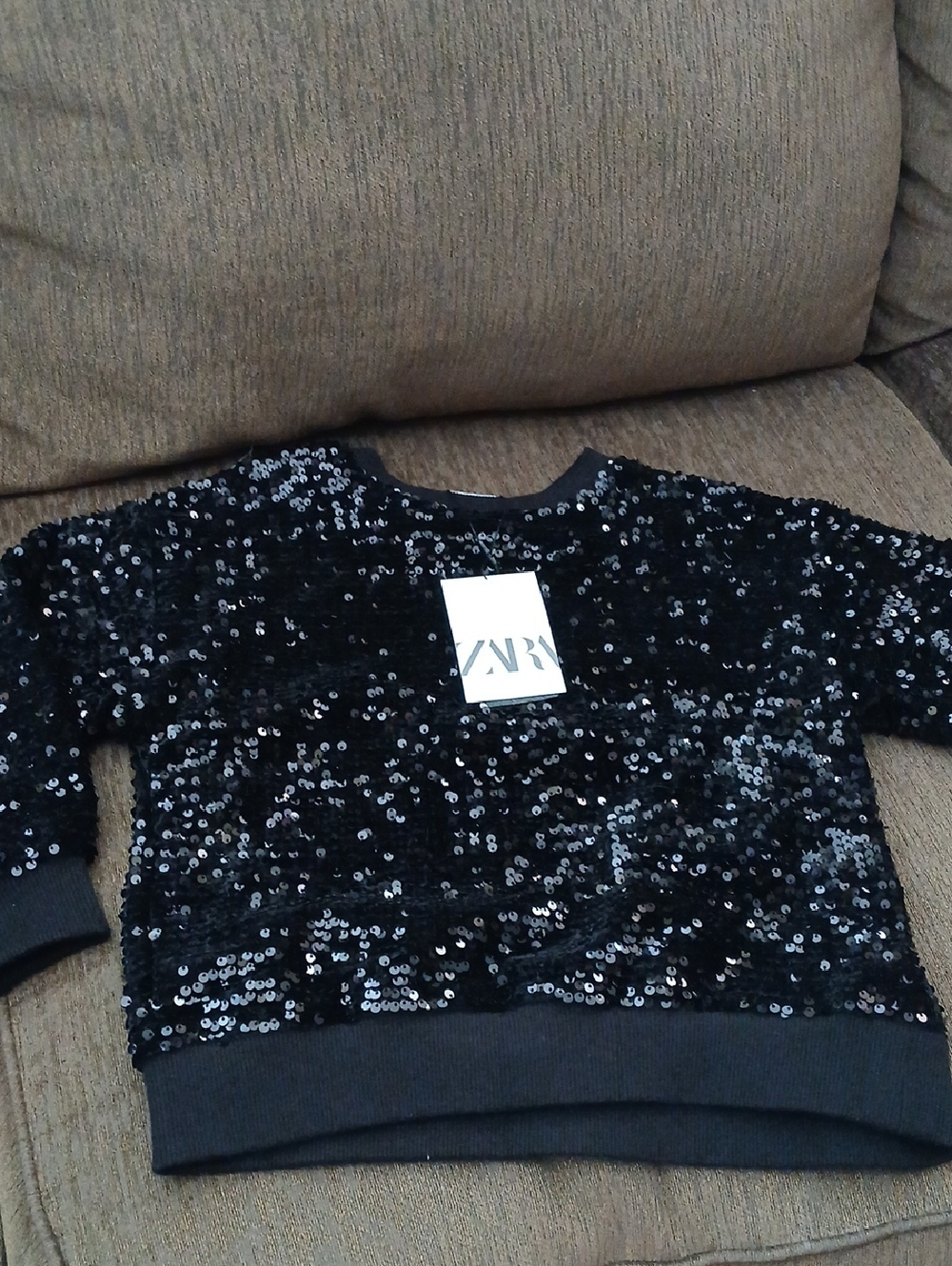 Zara Girls Black Sequins Pullover